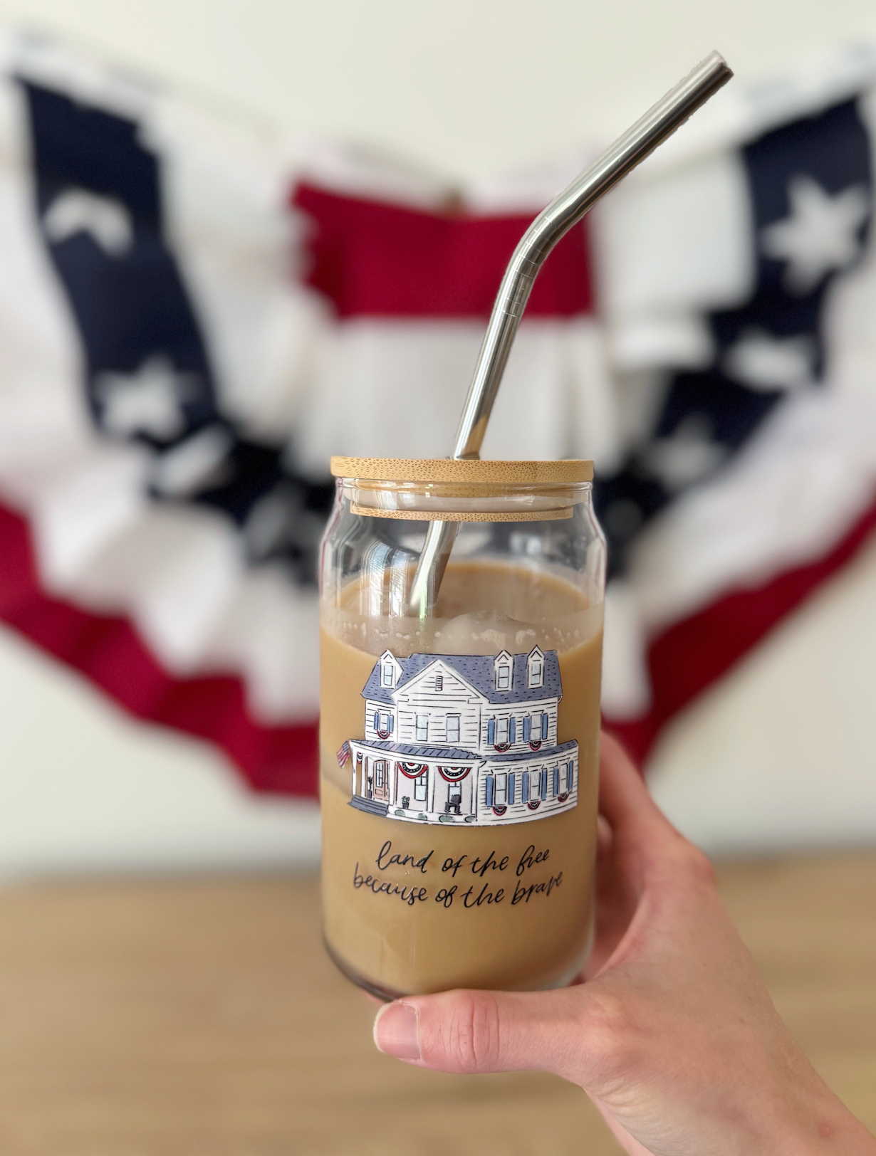 Land of the Free Glass Cup