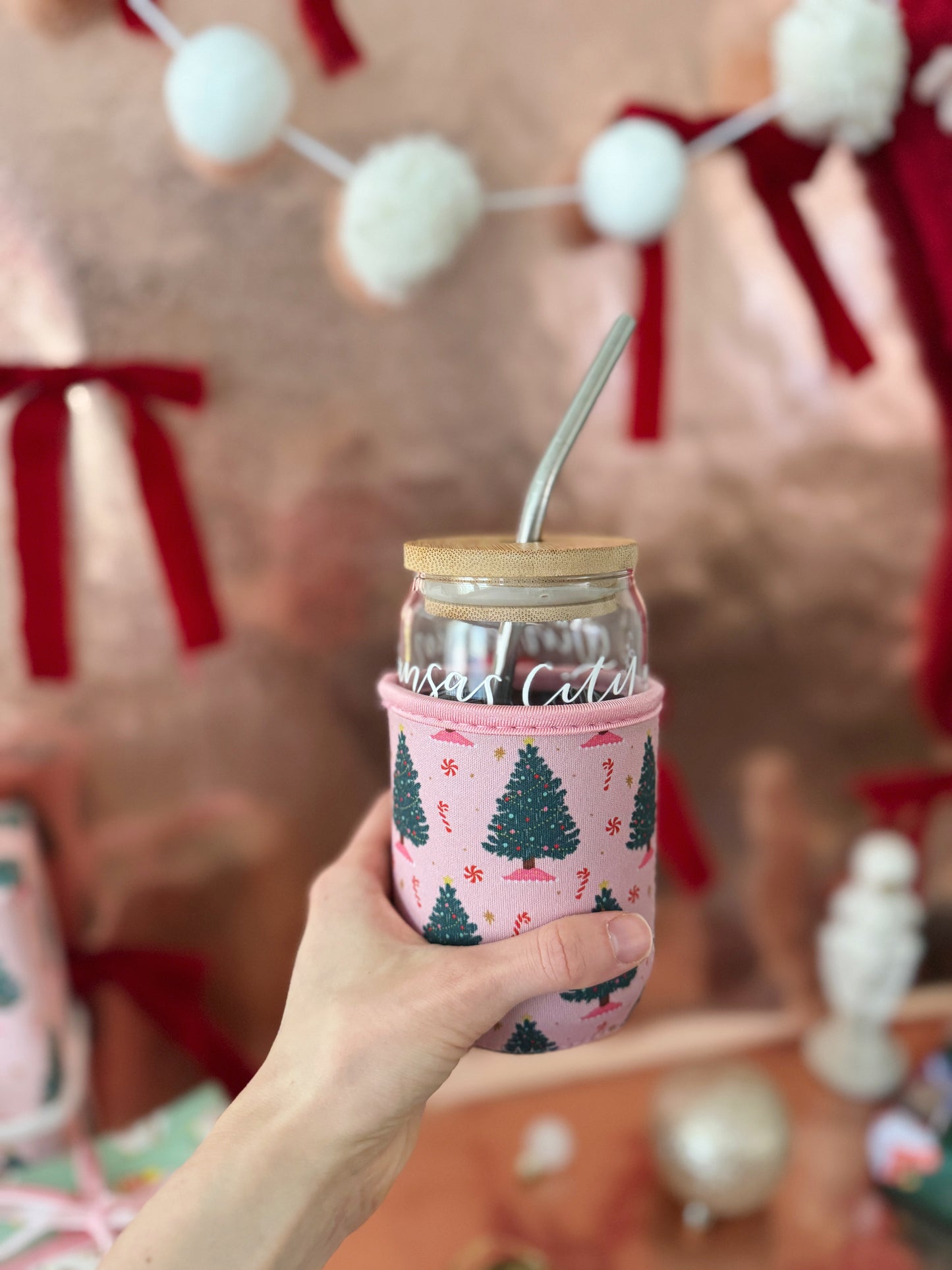 Christmas Tree and Peppermint Iced/Hot Coozie