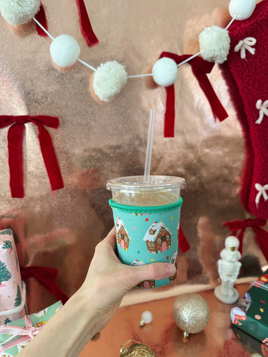 Gingerbread House Christmas Iced/Hot Drink Coozie
