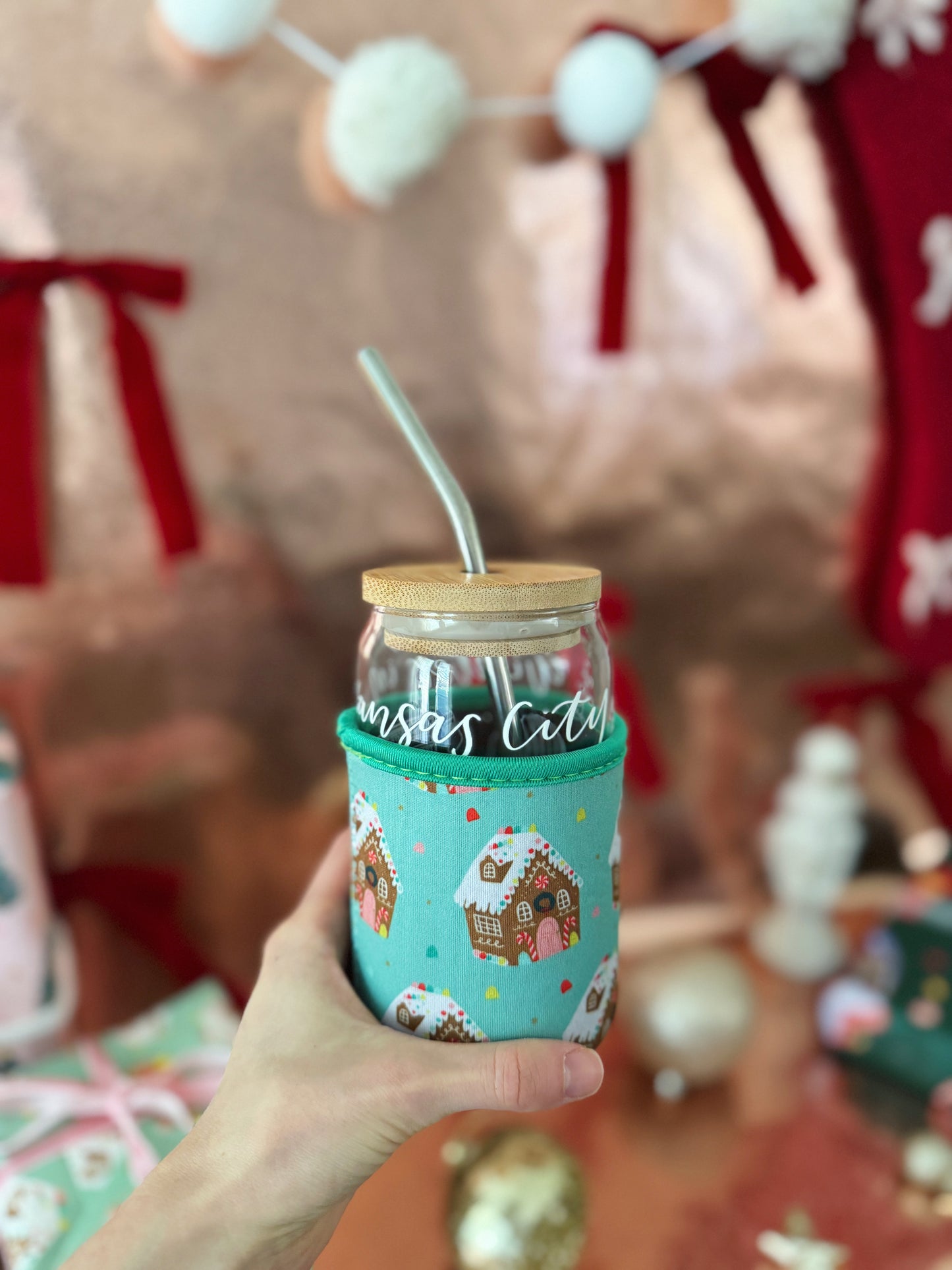 Gingerbread House Christmas Iced/Hot Drink Coozie