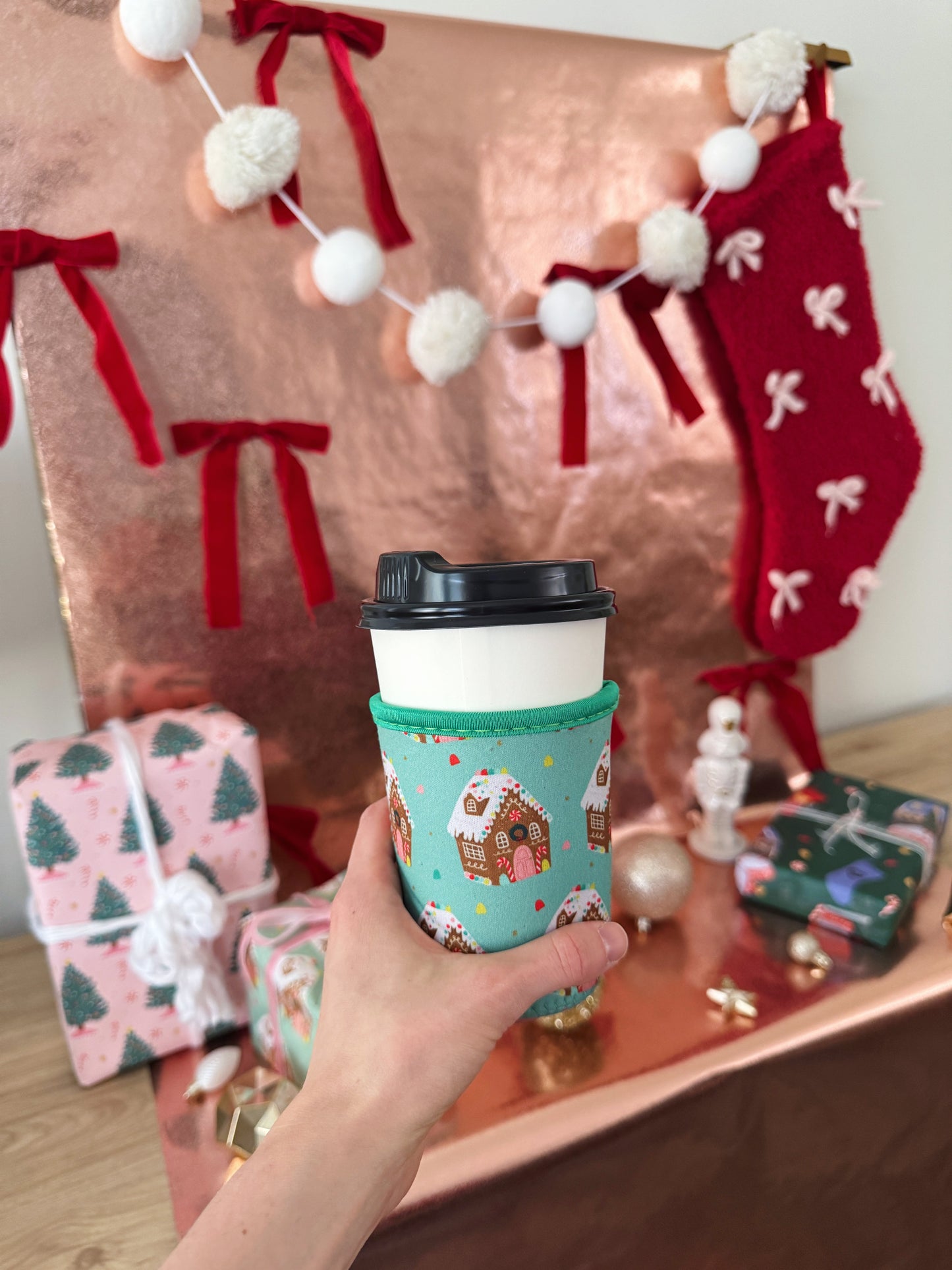 Gingerbread House Christmas Iced/Hot Drink Coozie