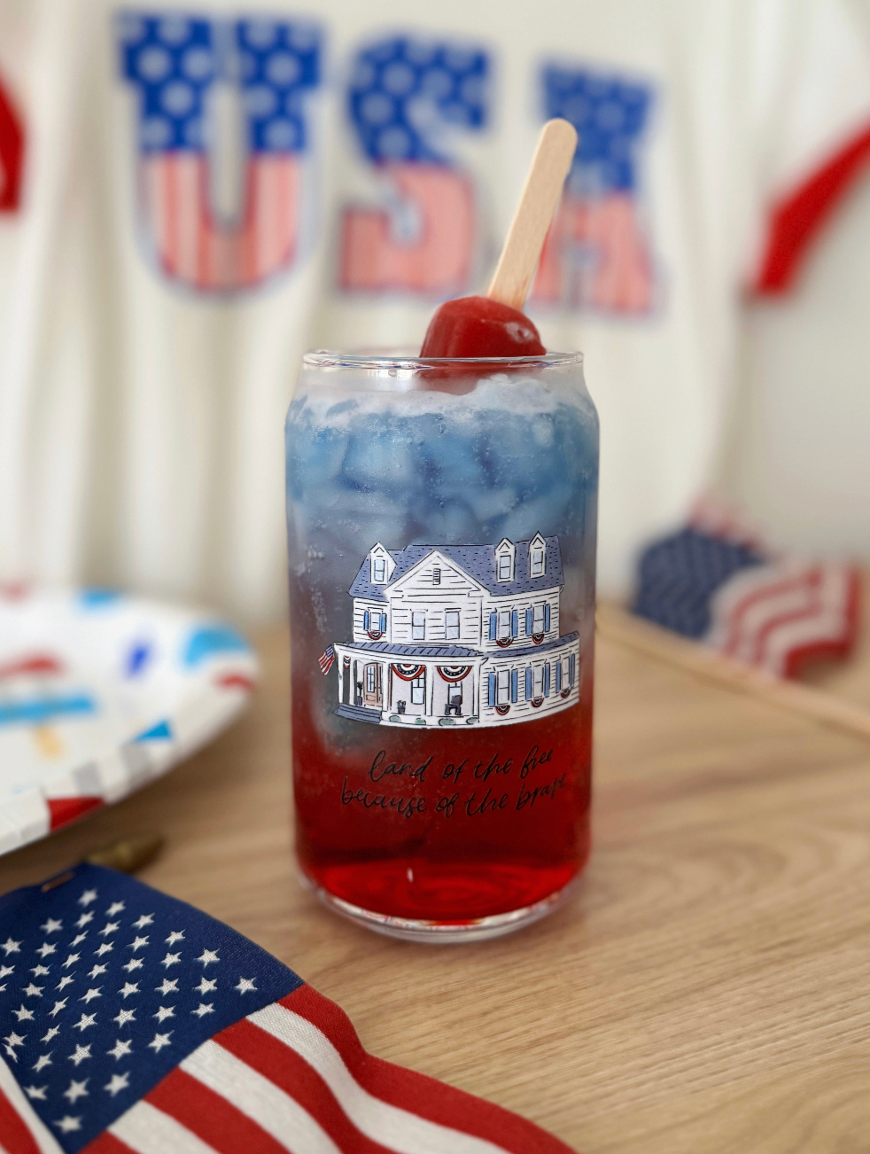 Land of the Free Glass Cup