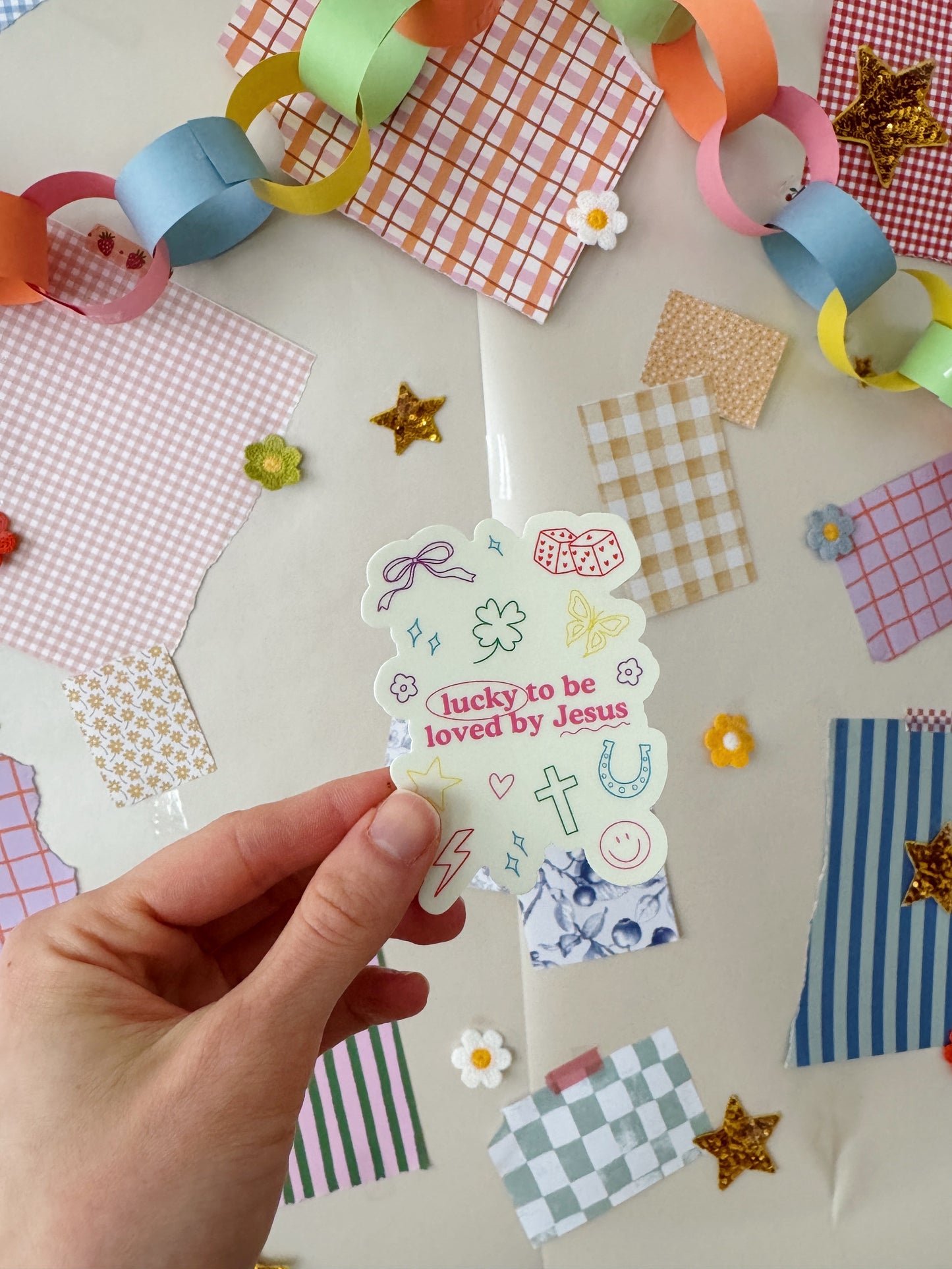 Lucky to be Loved By Jesus Sticker